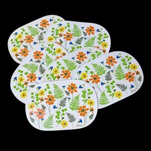 Vintage Vinyl Placemats Vera Neumann Flower Power Retro 70s Kitchen Set Of 6